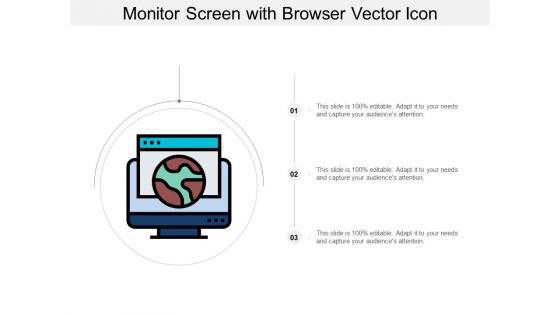 Monitor Screen With Browser Vector Icon Ppt Powerpoint Presentation Infographic Template Example Introduction