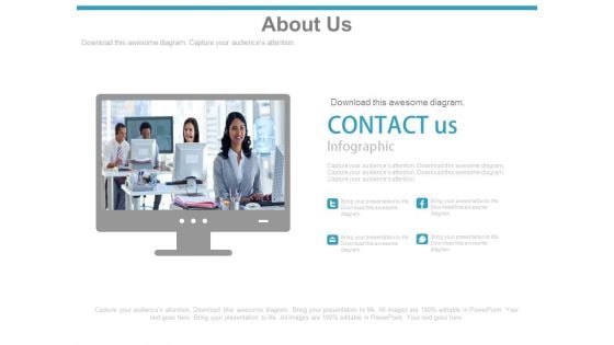 Monitor With Contact Us Details Powerpoint Slides