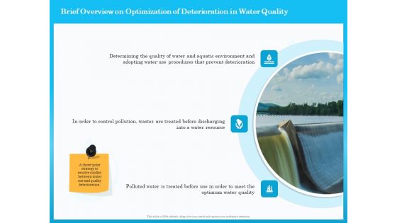 Monitoring And Evaluating Water Quality Brief Overview On Optimization Of Deterioration In Water Quality Ppt Layouts Icon PDF