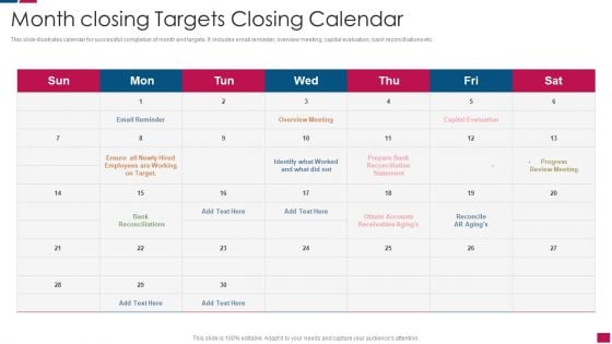 Month Closing Targets Closing Calendar Designs PDF