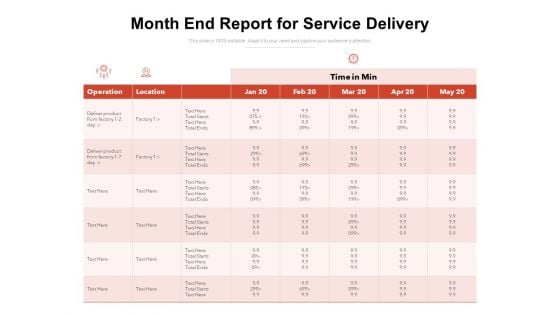 Month End Report For Service Delivery Ppt PowerPoint Presentation Gallery File Formats PDF