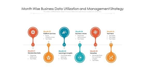 Month Wise Business Data Utilization And Management Strategy Ppt PowerPoint Presentation Layouts Portfolio PDF