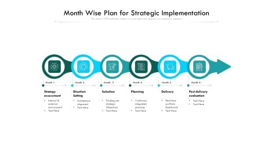 Month Wise Plan For Strategic Implementation Ppt PowerPoint Presentation Icon PDF