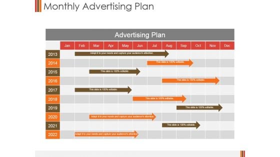 Monthly Advertising Plan Ppt PowerPoint Presentation Show Influencers Monthly Advertising Plan Ppt PowerPoint Presentation Show Influencers