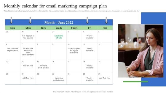 Monthly Calendar For Email Marketing Campaign Plan Background PDF