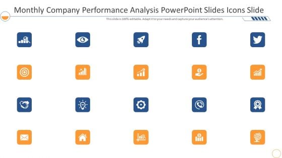 Monthly Company Performance Analysis PowerPoint Slides Icons Slide Pictures PDF