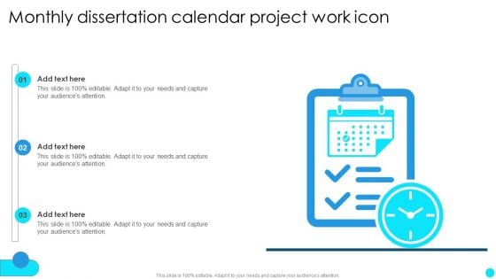 Monthly Dissertation Calendar Project Work Icon Elements PDF