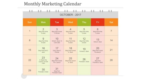 Monthly Marketing Calendar Ppt PowerPoint Presentation Background Image