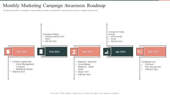 Monthly Marketing Campaign Awareness Roadmap Guidelines PDF