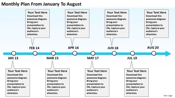 Monthly Plan From January To August PowerPoint Templates Ppt Slides Graphics