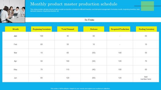 Monthly Product Master Production Schedule Background PDF