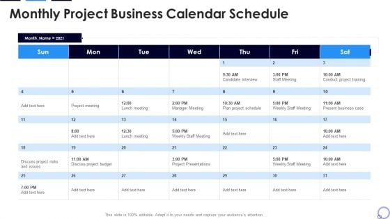 Monthly Project Business Calendar Schedule Portrait PDF Monthly Project Business Calendar Schedule Portrait PDF