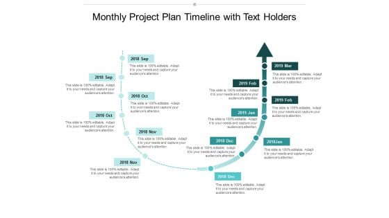 Monthly Project Plan Timeline With Text Holders Ppt Powerpoint Presentation Gallery Tips