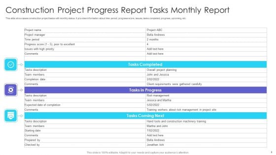Monthly Project Progress Report - Slide Geeks