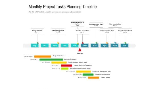 Monthly Project Tasks Planning Timeline Ppt PowerPoint Presentation Gallery Summary PDF