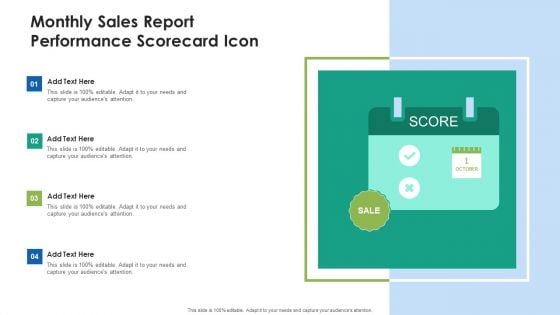 Monthly Sales Report Performance Scorecard Icon Graphics PDF