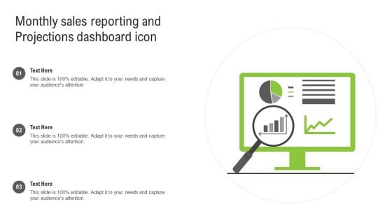 Monthly Sales Reporting And Projections Dashboard Icon Ppt Icon Clipart Images PDF