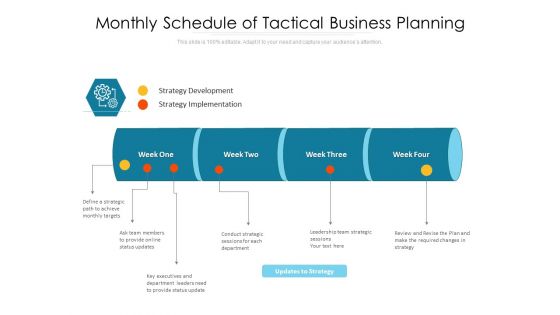 Monthly Schedule Of Tactical Business Planning Ppt PowerPoint Presentation File Deck PDF