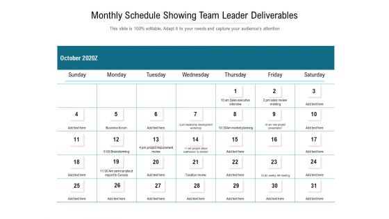 Monthly Schedule Showing Team Leader Deliverables Ppt PowerPoint Presentation Show Templates PDF Monthly Schedule Showing Team Leader Deliverables Ppt PowerPoint Presentation Show Templates PDF
