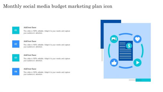 Monthly Social Media Budget Marketing Plan Icon Structure PDF