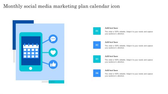 Monthly Social Media Marketing Plan Calendar Icon Background PDF