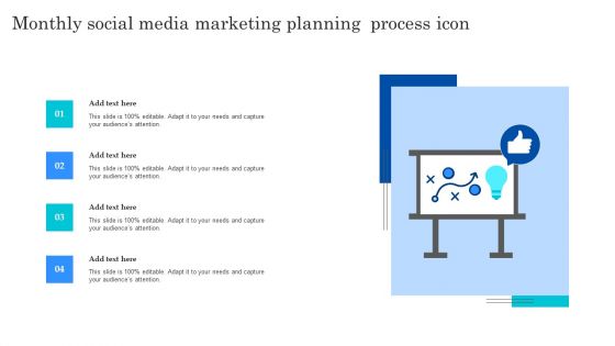 Monthly Social Media Marketing Planning Process Icon Inspiration PDF