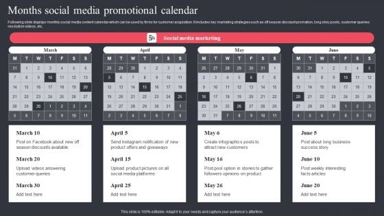 Months Social Media Promotional Calendar Brochure PDF Months Social Media Promotional Calendar Brochure PDF