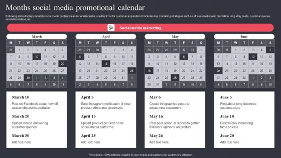 Months Social Media Promotional Calendar Brochure PDF