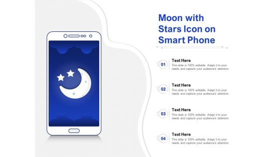 Moon With Stars Icon On Smart Phone Ppt PowerPoint Presentation Model Clipart Images