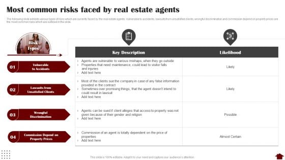 Most Common Risks Faced By Real Estate Agents Ideas PDF