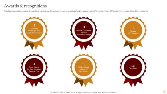 Motion Pictures Production Company Profile Awards And Recognitions Mockup PDF Motion Pictures Production Company Profile Awards And Recognitions Mockup PDF