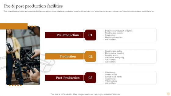 Motion Pictures Production Company Profile Pre And Post Production Facilities Themes PDF