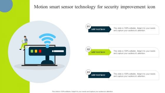 Motion Smart Sensor Technology For Security Improvement Icon Mockup PDF