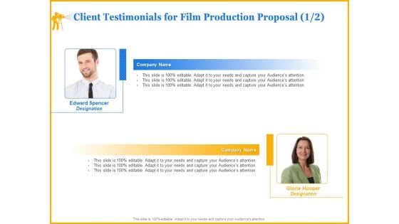 Movie Production Proposal Template Client Testimonials For Film Production Proposal Communication Summary PDF