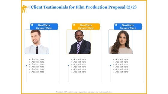 Movie Production Proposal Template Client Testimonials For Film Production Proposal Teamwork Elements PDF