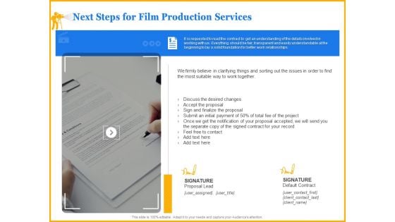 Movie Production Proposal Template Next Steps For Film Production Services Template PDF