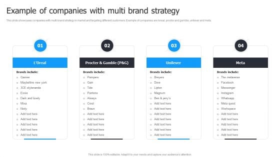 Multi Brand Launch Strateic Plan Example Of Companies With Multi Brand Strategy Graphics PDF