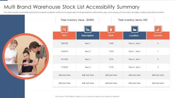 Multi Brand Warehouse Stock List Accessibility Summary Brochure PDF