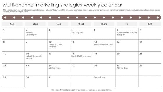 Multi Channel Marketing Strategies Weekly Calendar Ideas PDF