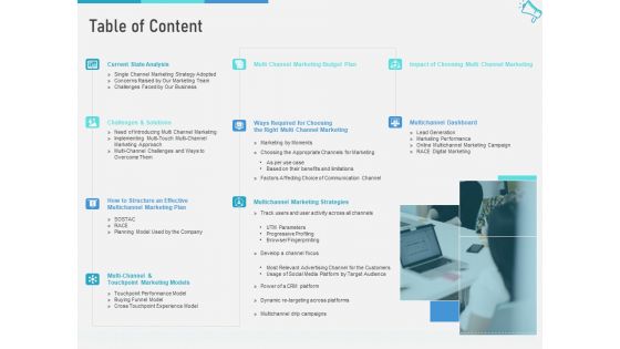 Multi Channel Marketing To Maximize Brand Exposure Table Of Content Mockup PDF