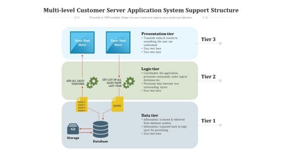 Multi Level Customer Server Application System Support Structure Ppt PowerPoint Presentation Outline Gallery PDF