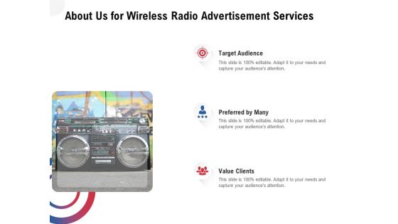Multi Radio Waves About Us For Wireless Radio Advertisement Services Slides PDF