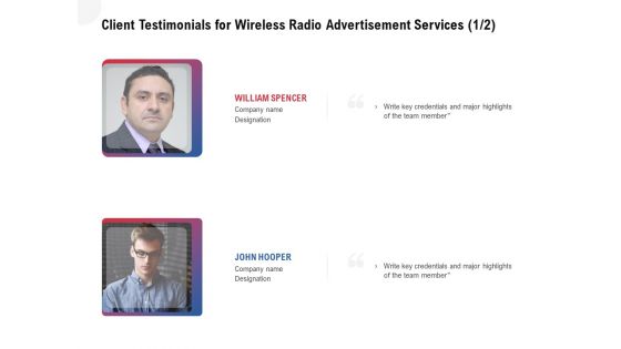 Multi Radio Waves Client Testimonials For Wireless Radio Advertisement Services Background PDF