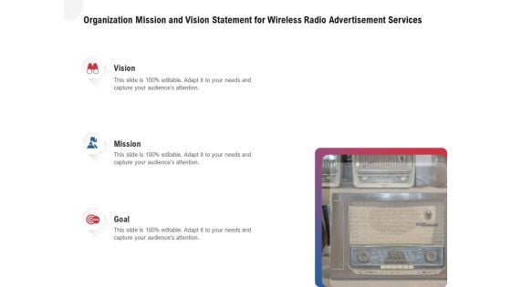 Multi Radio Waves Organization Mission And Vision Statement For Wireless Radio Advertisement Services Graphics PDF