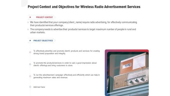 Multi Radio Waves Project Context And Objectives For Wireless Radio Advertisement Services Themes PDF