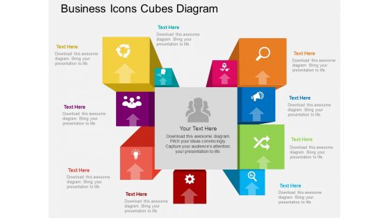 Multi Staged Business Icons Cubes Diagram Powerpoint Template