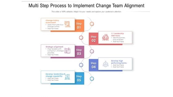 Multi Step Process To Implement Change Team Alignment Ppt PowerPoint Presentation Diagram Templates PDF