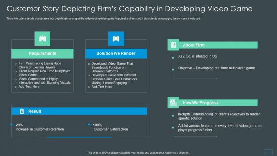 Multiplayer Gameplay System Venture Capitalist PPT Customer Story Depicting Firms Topics PDF