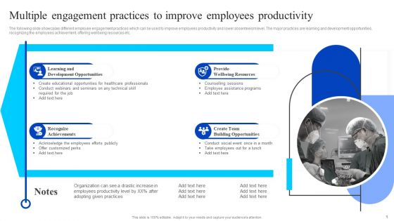Multiple Engagement Practices To Improve Employees Productivity Elements PDF