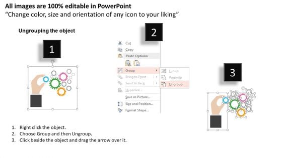 Multiple Gears With Hand And Icons Powerpoint Template